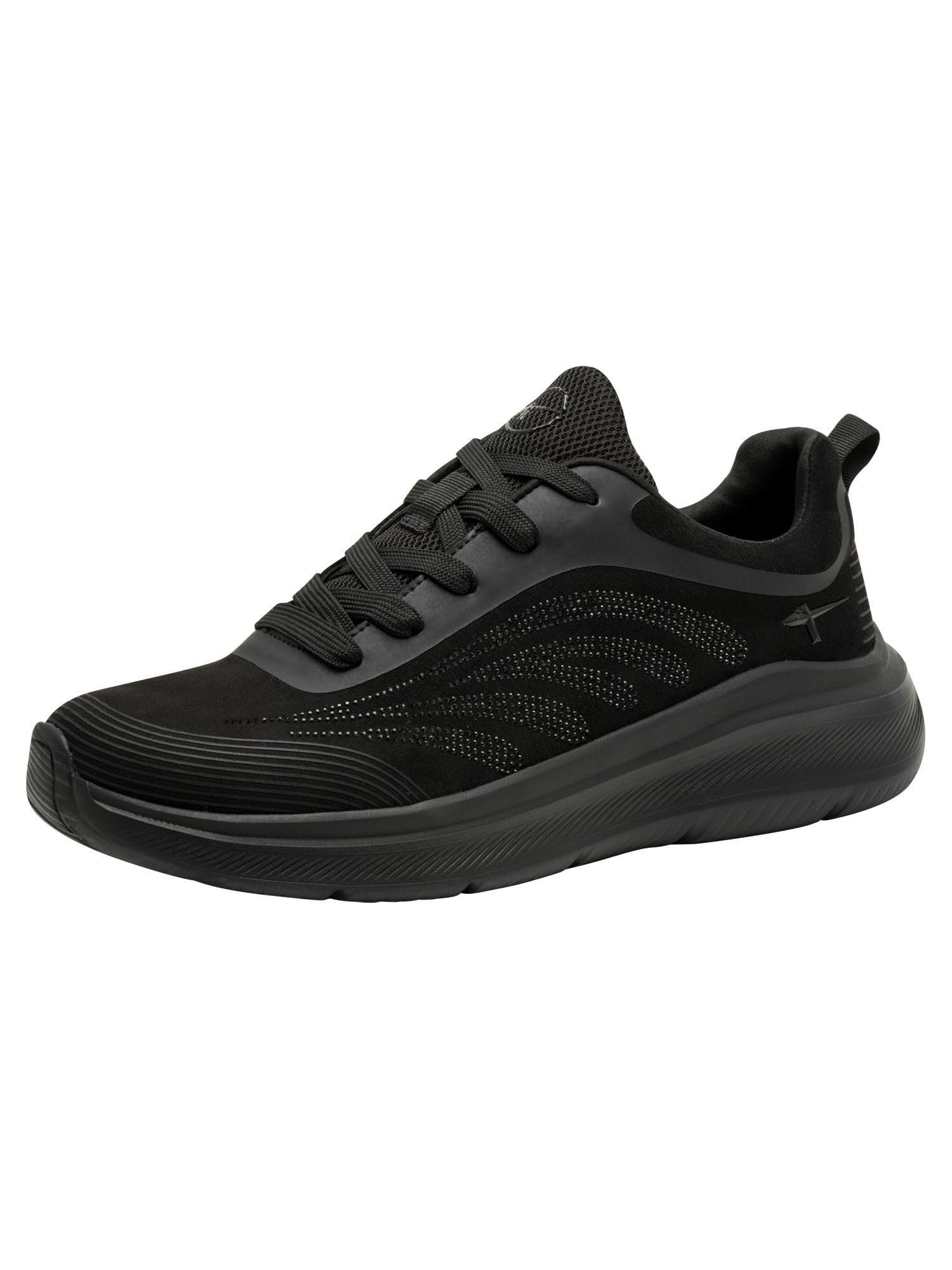 Tamaris Comfort Women’s Flat Sneakers Sporty Vegan, Black Glitter, 3,5 UK