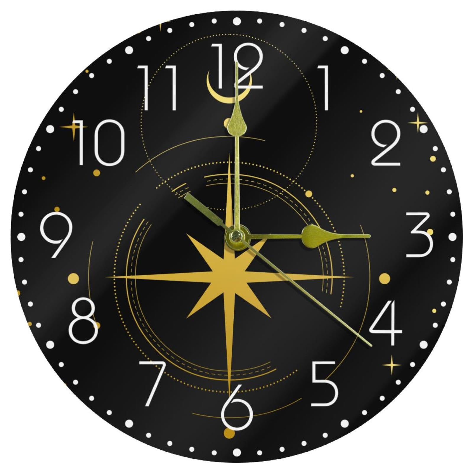 Horloge murale silencieuse étoiles et lune en acrylique pour veiller sur les nuits des enfants