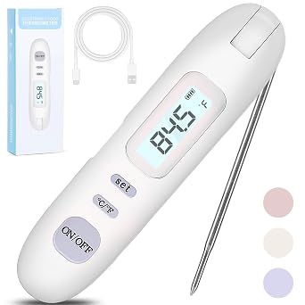 Meat Thermometer Digital,Instant Read Food Thermometer for Cooking Grilling Air Fryer Griddle Probe Kitchen Gadgets Essentials BBQ Grill Smoker Oil Fry Candy Turkey,White
