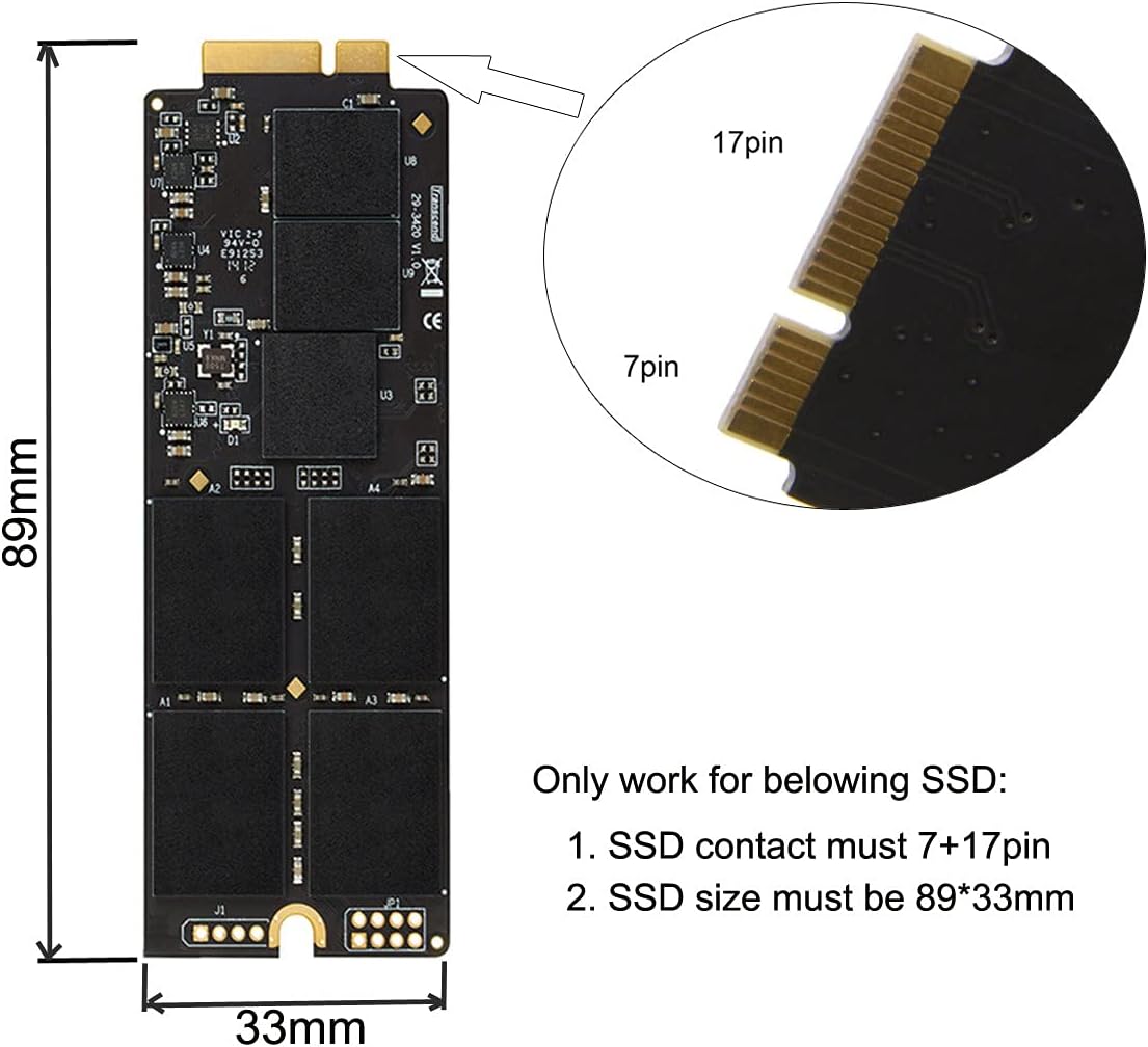 USB 3.0 to 2012 Mac Pro Retina A1425 A1398 MC975 MC976 MD212 MD213 ME662 ME664 ME665 SSD 17+7Pin Case