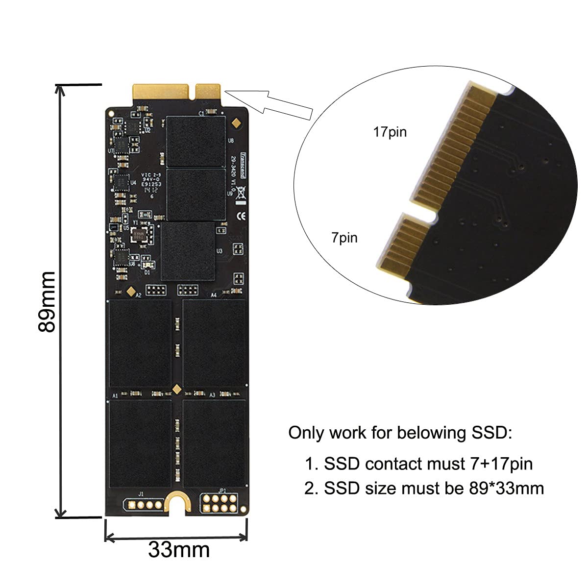 USB 3.0 do MacBook Pro Retina A1425 A1398 SSD 17+7Pin Obudowa