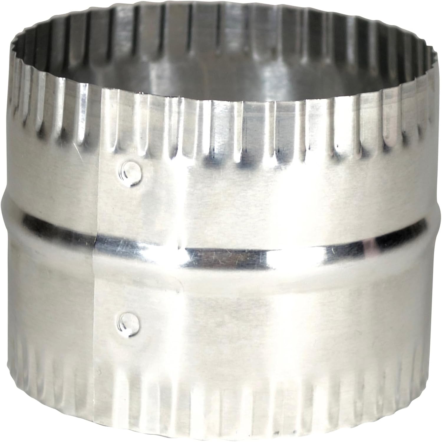 Deflecto 4” Duct Connector, Aluminum with Bead and Crimp, Silver, 3” long (DAC4C)