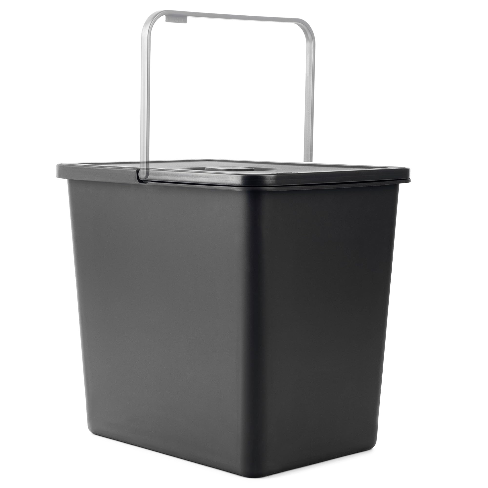 KADAX Cubo de basura de 23 litros, con asa móvil, clasificador de basura de plástico, contenedor universal de basura (negro, 23 L)