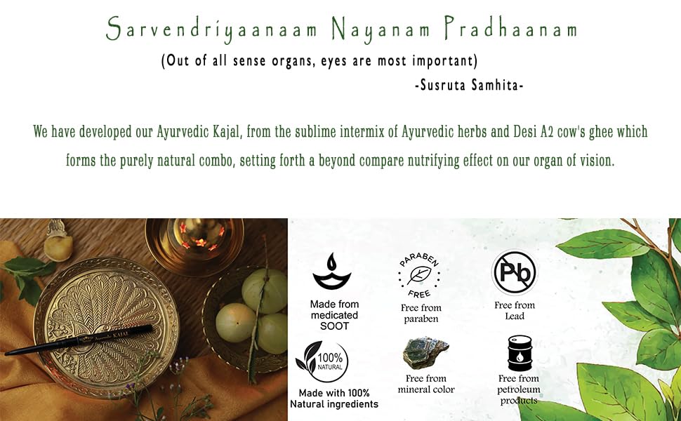 Miniatura 6 de TATSAT-100% Natural Ayurveda a base de hierbas Kajal Lápiz delineador de ojos hecho de Thriphala SOOT