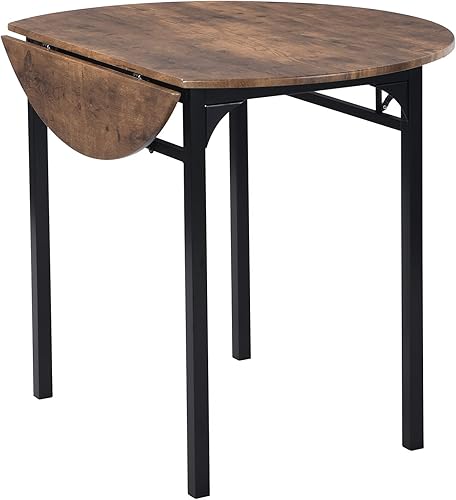 Miniatura 5 de Merax Mesa redonda de acero de 3 piezas, juego de comedor para 2 mesas de desayuno de cocina pequeñas con hoja de gota