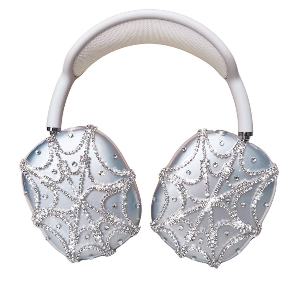 Rhinestones Spider Web AirPods Max Cover Glittering Headphones Case for Airpods Max Cute Airpod Pro Max Ear Covers Protective Accessories