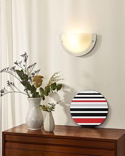 Miniatura 7 de Letrero de bienvenida para decoración de puerta delantera, arte abstracto, rayas blancas, rojas y negras, coronas de 10 pulgadas, decoración