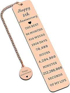 8 Year Anniversary Bronze Gifts for Him/Her, 8th Wedding Anniversary for Wife Husband - Bronze Anniversary Bookmark for Women Men Couples