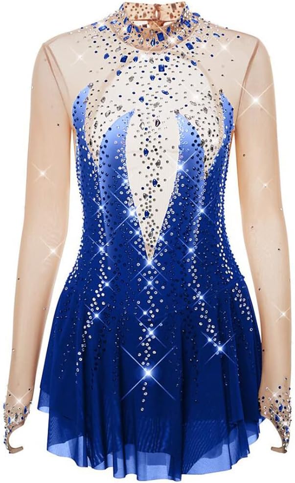 Costumes for Competition Diamond Figure Skating Performance Dress Girls Hollow Skating Suit Gymnastic Leotard