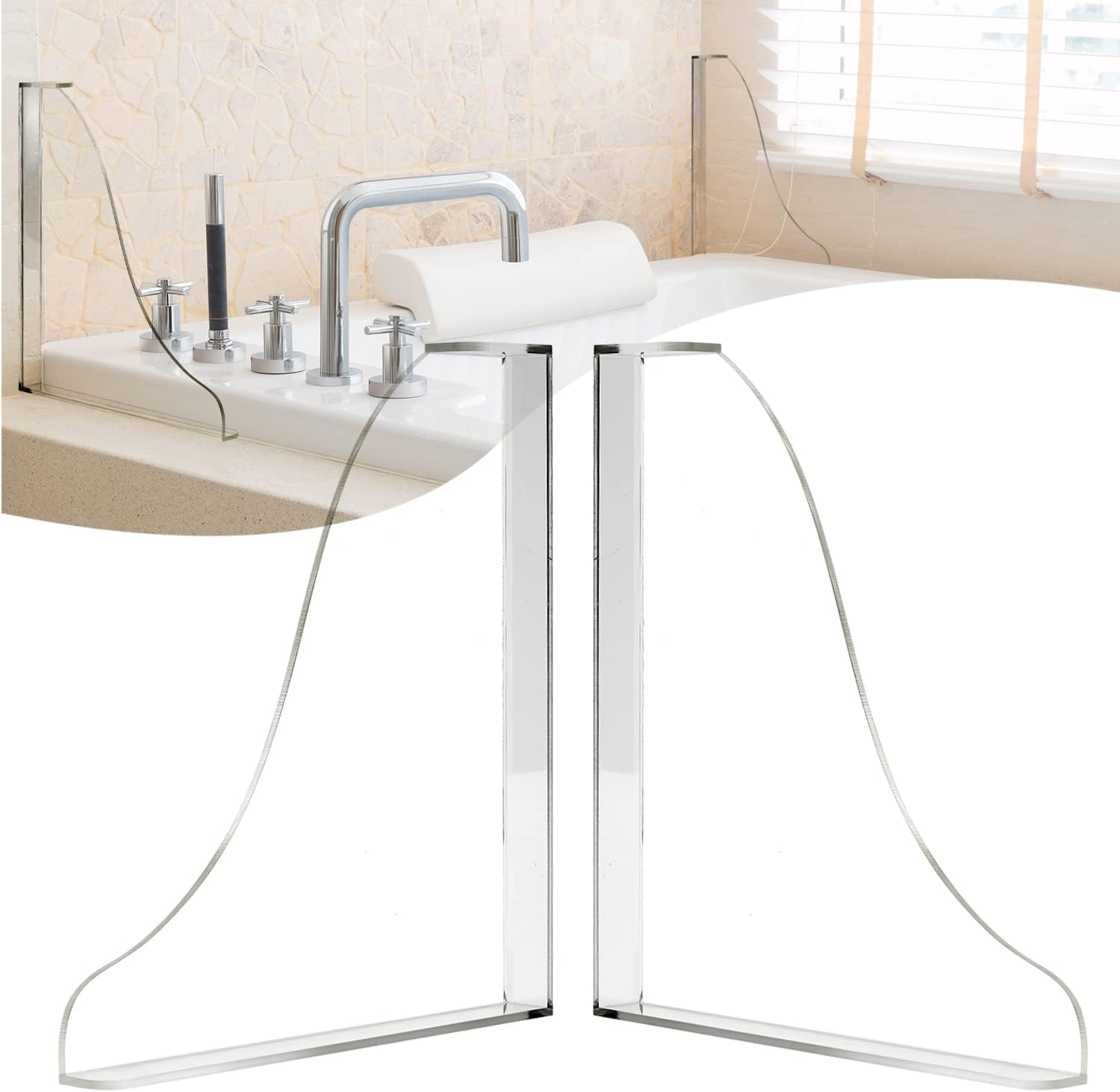Bathtub Corner Splash Guard 2 Pieces Large Shower Guard Transparent Bathtub Edge
