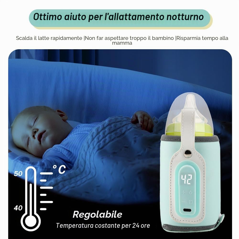 Scaldabiberon portatile, scaldabiberon USB con display LCD, temperatura regolabile, borsa scaldabiberon scaldavivande, scaldabiberon scaldabiberon termostato scaldabiberon per tutte le bottiglie