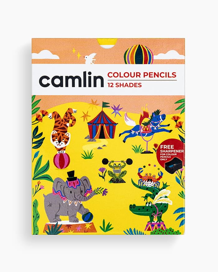 Image of Camel 12 Shades Half SIze Colour Pencils - Vibrant Multicolor Shades | Soft, Smooth & Break-Resistant Leads | Ideal for Drawing, Sketching, Coloring & School Art Projects