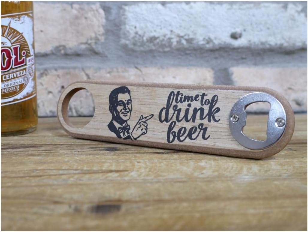 Beer Bottle Opener 'Time to Drink Beer' Hanging Man Cave Unique Brew House Gift Decor