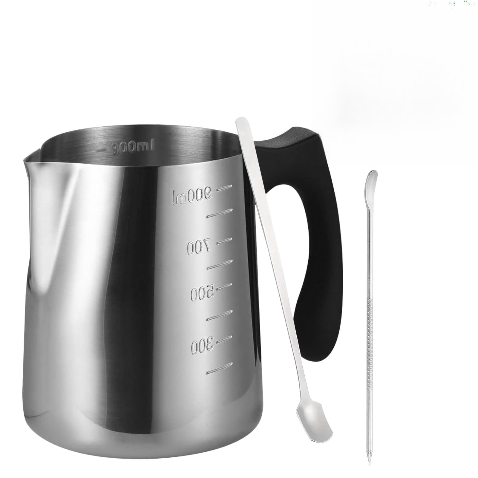 900ML Candle Wax Melting Pot, Wax Melter for Candle Making with Heat-Resistant Handle, Milk Jug for Coffee Machine with Stirring Spoon and Carving Needle, Wax Melter for Candle, Soap, DIY Crafts