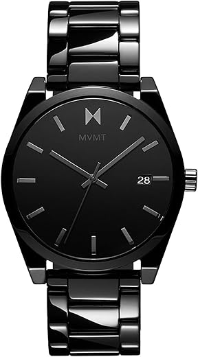 MVMT Element Qtz Basic Calendar Black Round Dial Men’s Analog Watch|Black Ceramic Material|Black Color Band – 28000252-D