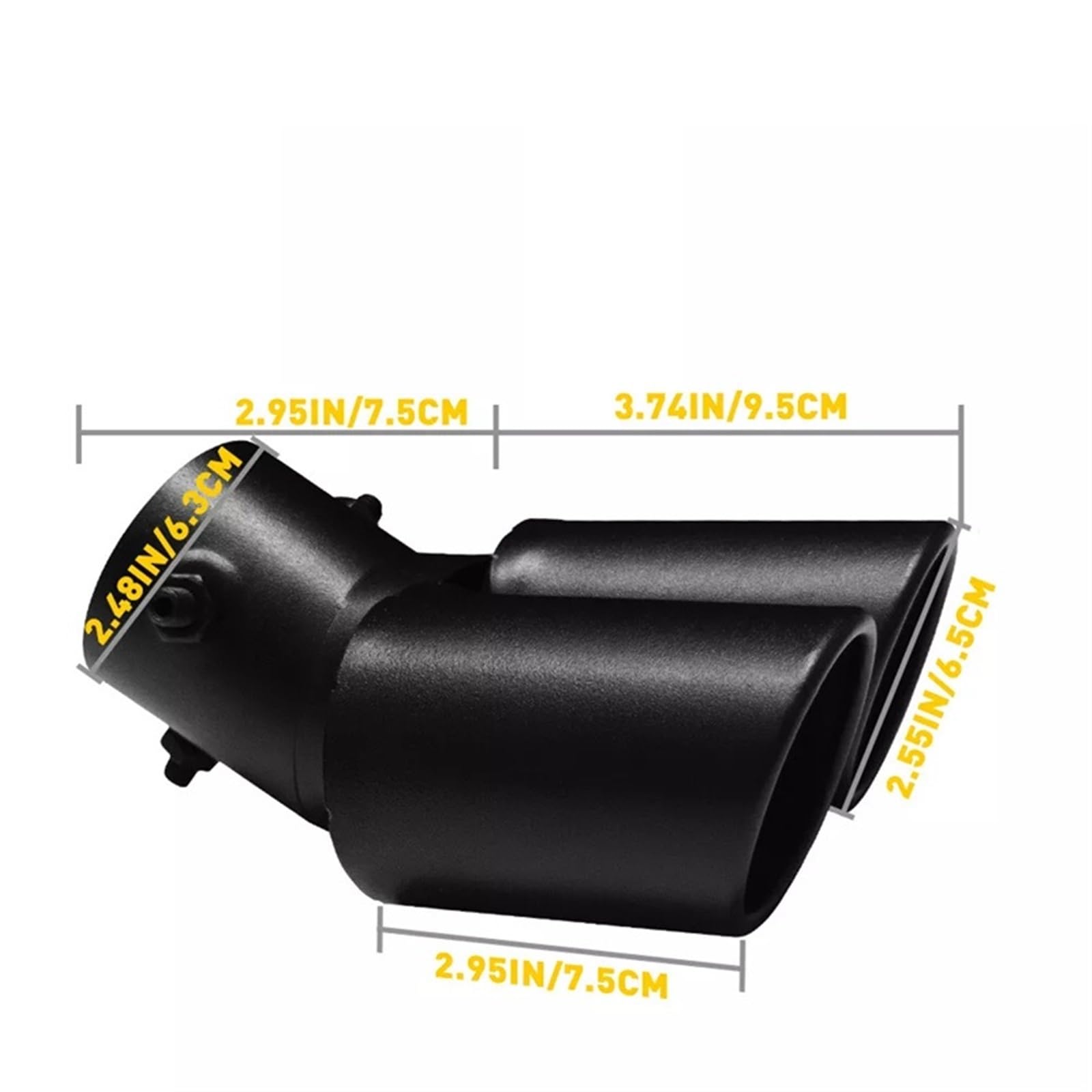 Vehicle Silencer 1 sztuk 63mm uniwersalny samochód podwójny wylot wydechowy ze stali nierdzewnej czarna końcówka tłumik ogon podwójna rura końcówki rurowe akcesoria