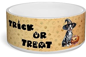 Trick or Treat Boston Terrier Needs Candy Halloween Night Pet Bowl