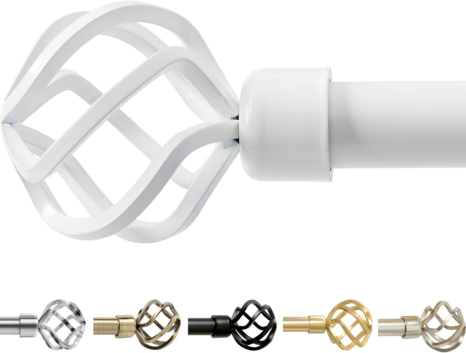 Heavy Duty Curtain Rods for Windows 86 to 120 Inches - Adjustable 1 Inch Curtain Rod for Bedroom, Living Room, Bathroom & More - Easy to Install, White 86-120 inches White