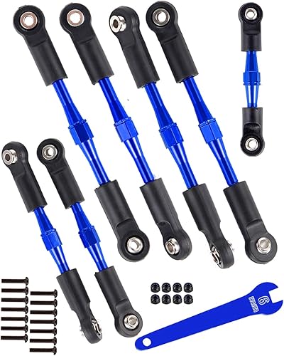 Tensores de aluminio Camber Links Upgrades Part para 110 Slash 2WDStampede 2WDRustler 2WDBandit 2WD, tensores de aleación Camber Links Hops Up, azul