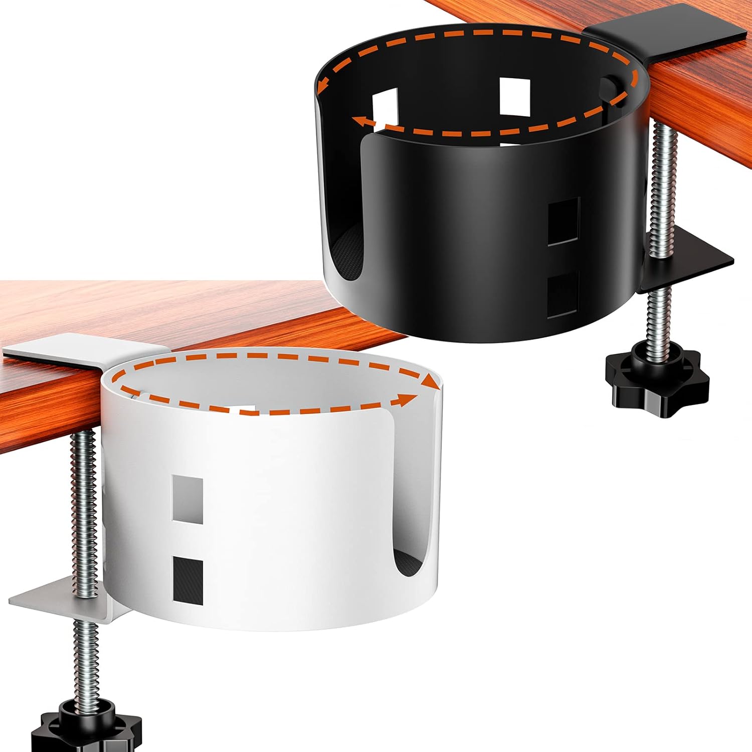 2 Pack Upgraded Large Desk Cup Holder Clamp, OOKUU AntiSpill Table Cup Holder