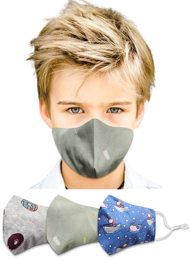 El Regalo (Set of 3 Kids Cotton Face Masks (Age group - 7-12 yrs) | Multi Layer Soft Cotton Reusable & Washable Face Masks With Adjustable Ear Loops for Kids (kids print)-picture-19