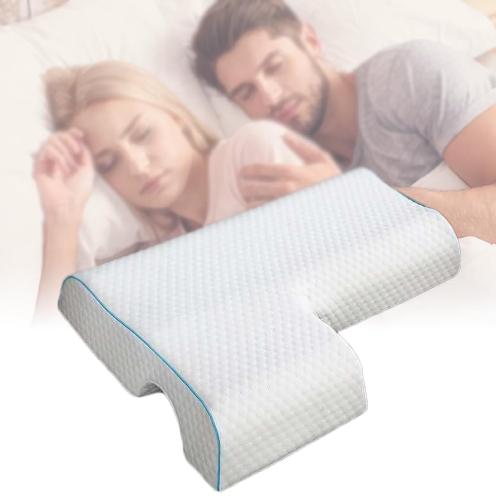 Oreiller couple en mousse à mémoire de forme design tunnel ergonomique pour le bras