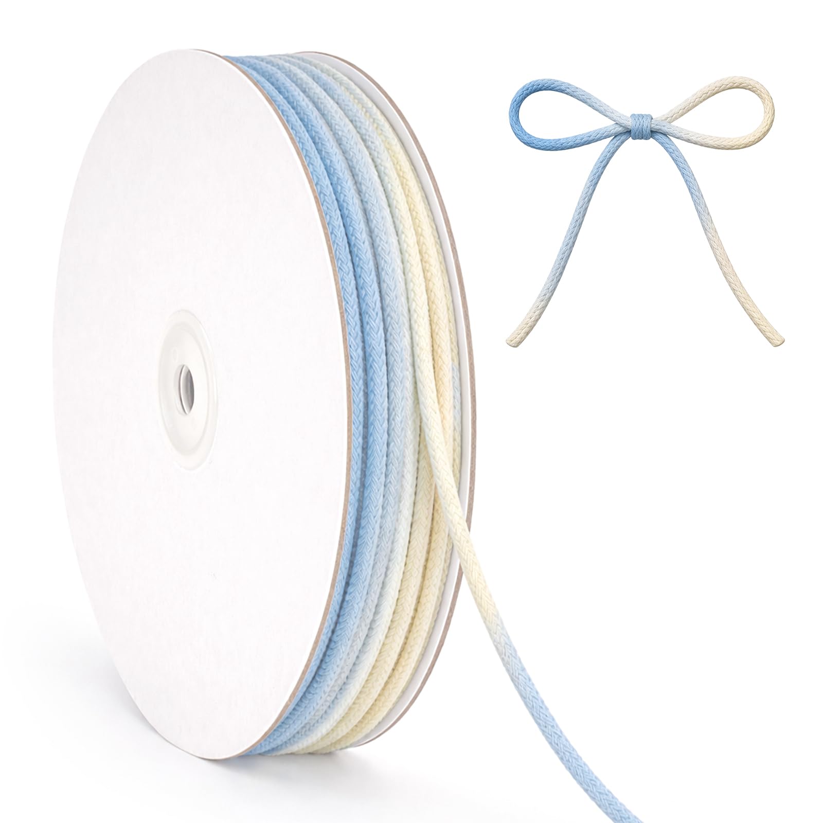 G2PLUS Gradient Colour Macrame Cord 3mm: 30M Blue Beige Cotton String for DIY Art Crafting, Gift Wrapping, Floral Arrangement, Home Decoration