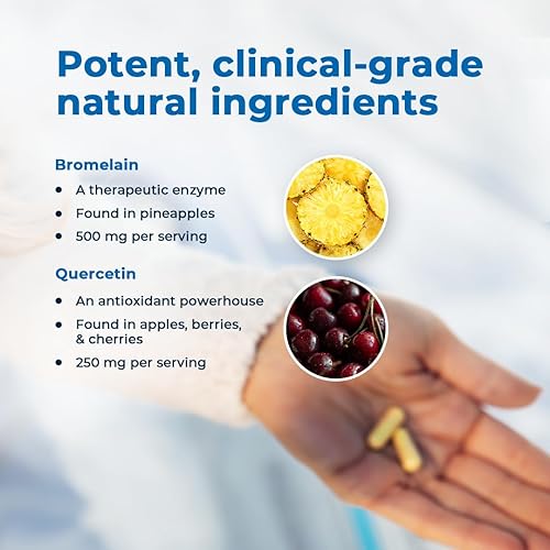 Miniatura 4 de VitaMedica Suplemento de bromelina y quercetina - 500 mg de bromelina 250 mg de quercetina - 2400 GDU para inmunidad, apoyo articular, inflamación y