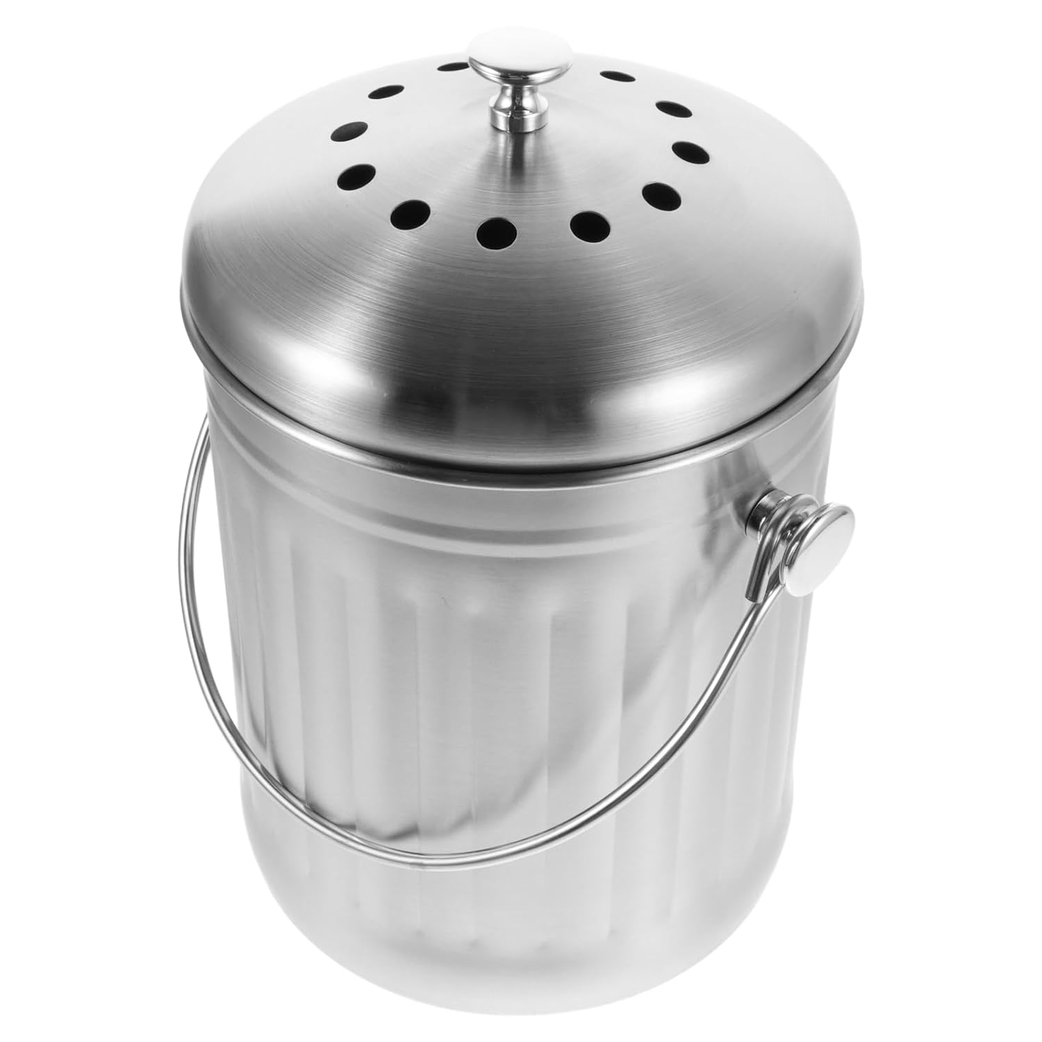 FUOYLOO Stainless Steel Kitchen Compost Bin 5l Indoor Compost Bucket with Lid and Carbon Filter Odorless Food Waste Container for Countertop Use