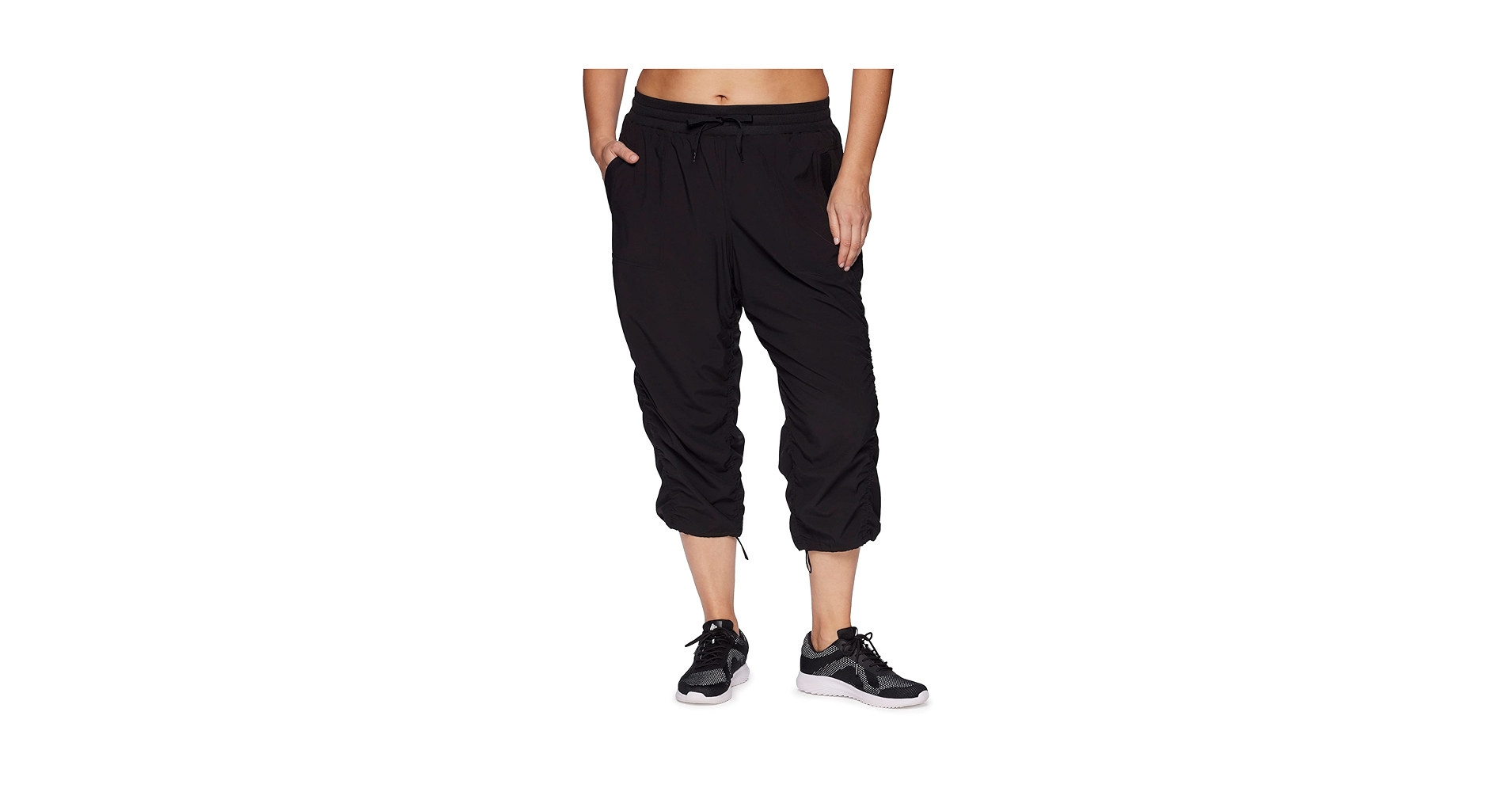 CAPRI RIB PANTS ブラック　1サイズ RBX Women's Plus Size Lightweight Woven Drawstring Capri