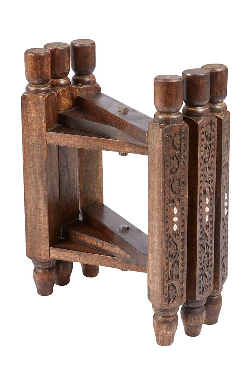 Orientalischer Klapptisch Halab modern aus Holz in Dunkelbraun 36 cm