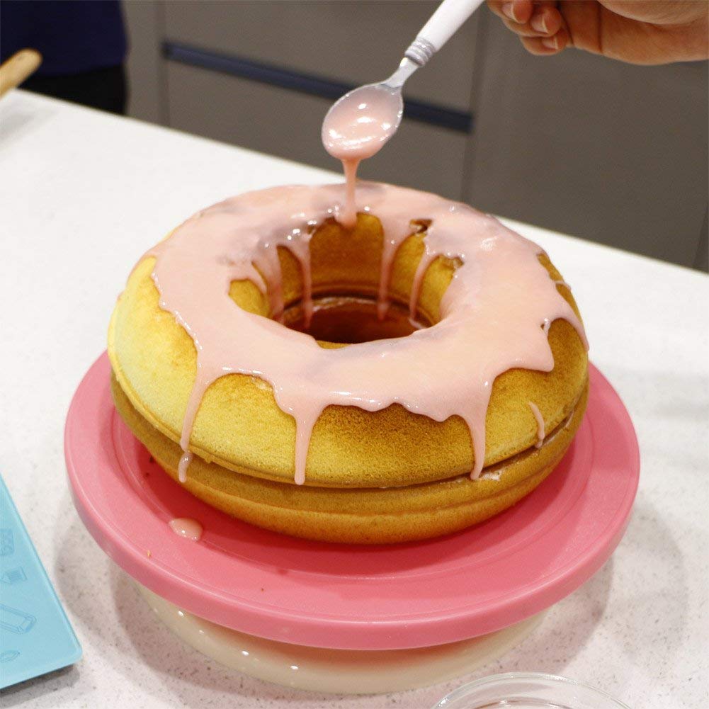 webake Stampo in Silicone per Torte a Forma di Grande Ciambella Antiaderente Stampi Ciambellone per Torte, Tortiera, Grande Gelatina, Pane, Ciambelloni, con anello, 24 cm