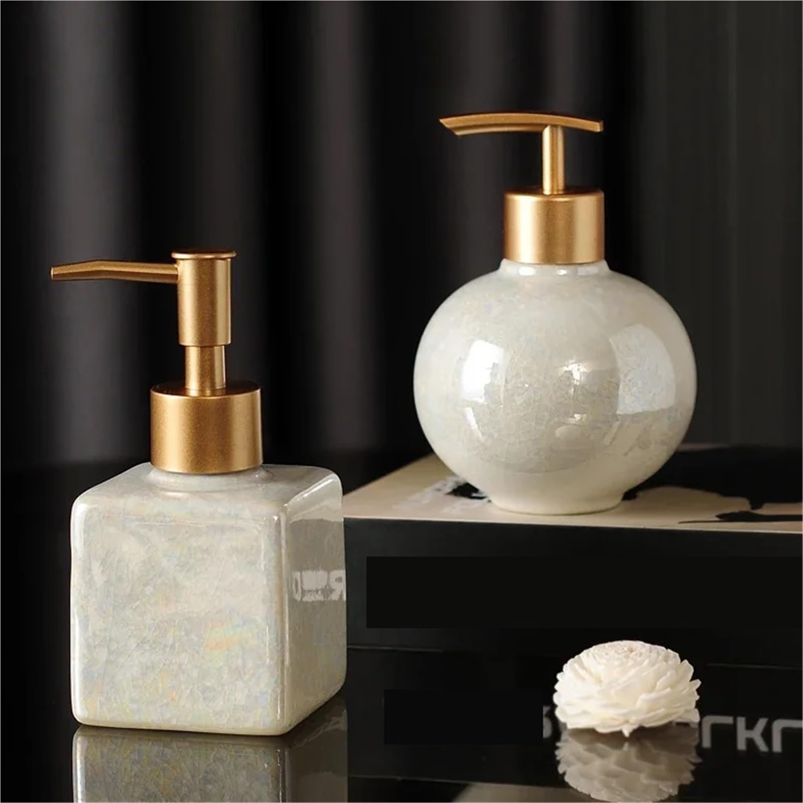 Dispensador De JabóN De CeráMica Soporte for desinfectante de Manos, cerámica, Viaje, portátil, Botellas desinfectantes for baño, champú, Gel Ducha, contenedor(B-7x14cm 180ml)