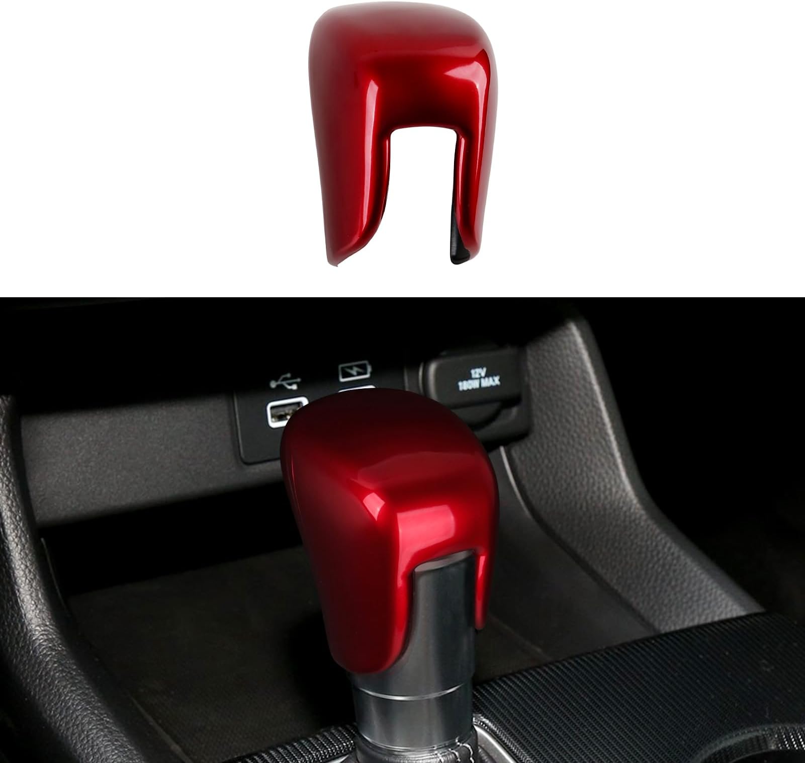 Car Gear Shift Knobs Decals for Honda Civic 2022 2023 / Honda Accord 2018-2023 / Honda CRV HRV 2023 Accessories ABS Carbon Fiber Stickers, Red