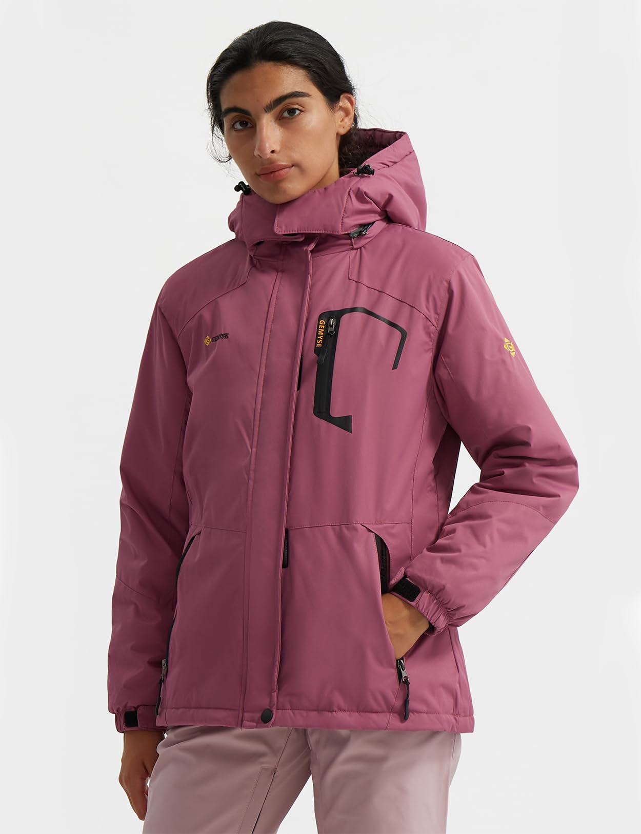 GEMYSE Donna Giacca da Sci impermeabile montagna Giacche Pile invernale antivento Cappotto con Cappuccio