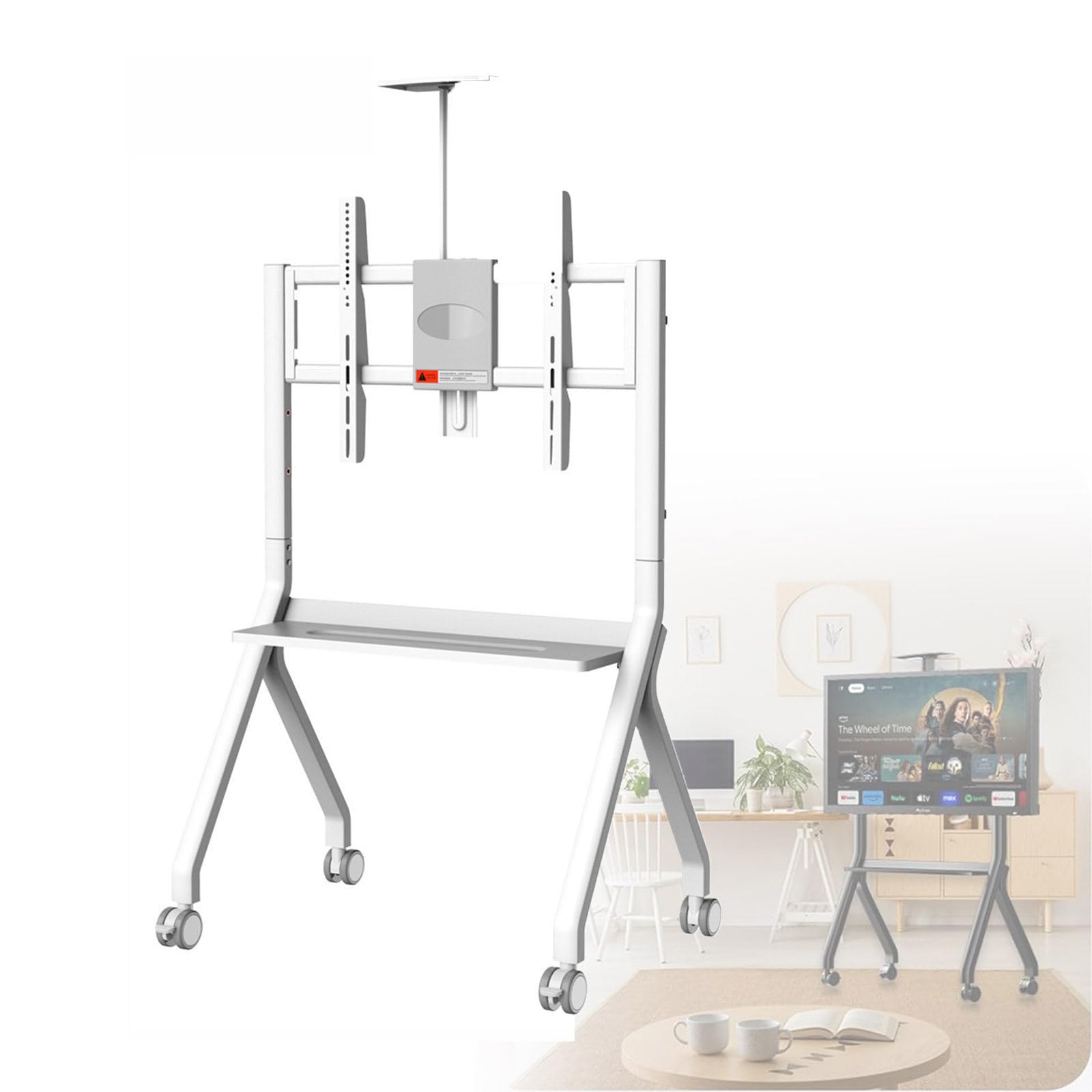 Mobiler TV-Ständer für interaktives Whiteboard, Klassenzimmer oder Büro, mit 4 feststellbaren Rädern für Stabilität und Mobilität