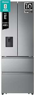Hisense RF632N4WIE - Frigorífico Combi No Frost Inox Puerta Francesa, Con dispensador, No Frost, 2 Metros,Cajón, 337Litros, Sistema de flujo de aire, Acabado Inox, 485 litros