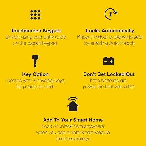 Miniatura 4 de Yale Assure - Manija electrónica de puerta con pantalla táctil, teclado no conectado de níquel satinado que proporciona entrada sin llave con código