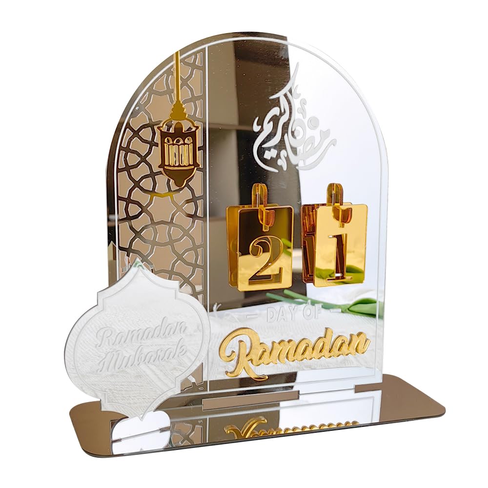 Ramadan Calendar, Ramadan Decorations, DIY Ramadan Advent Countdown Calendar 30 Days Til Eid for Family Friends Ramadan and Eid Decor Gift, Ramadan Advent Calendar (Silver)