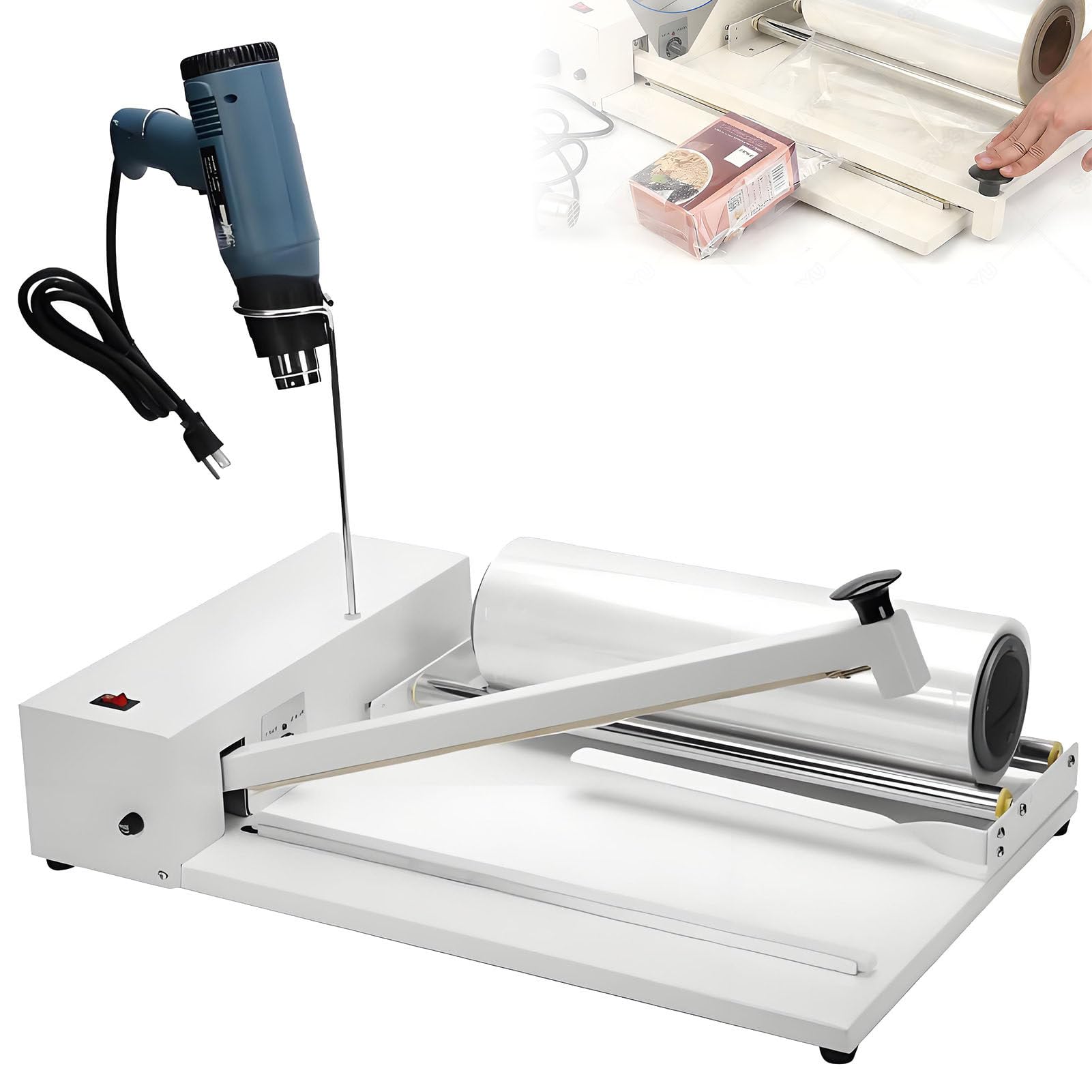 Shrink Wrap Sealer Bar Shrink Wrap Machine,Shrink Wrap Sealer with Heat Gun for Pe Pof Film,9-Level Adjustable Temperature (45cm)