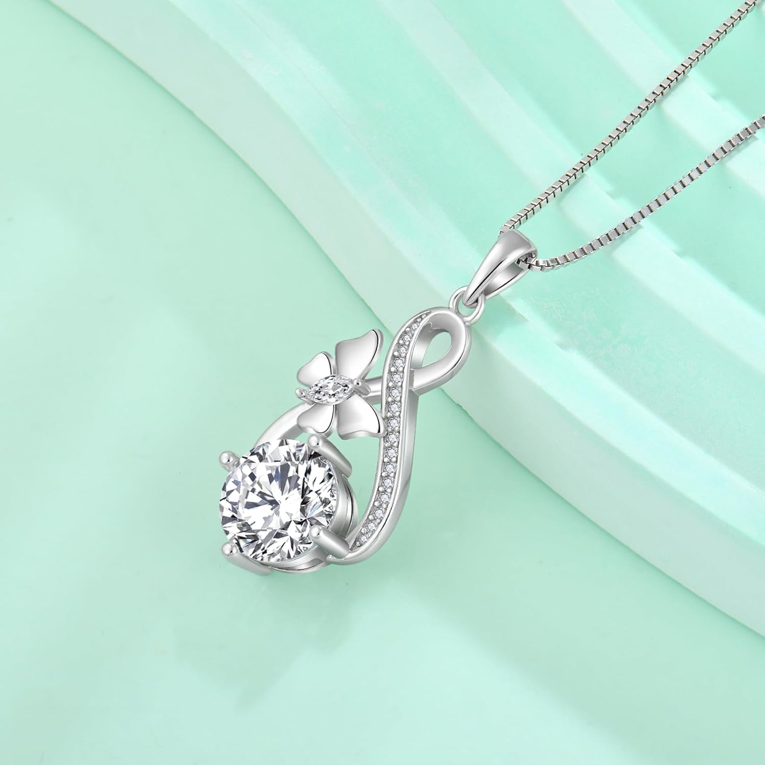 Butterfly Necklaces for Women 925 Sterling Silver Infinity Pendant Necklace Birthstone Jewelry Gifts for Her - Image 5