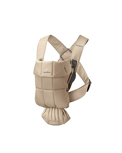 Miniatura 2 de BabyBjörn Portabebés Mini, beige, tejido Portabebés para recién nacidos (7-25 libras), ergonómico, fácil de usar