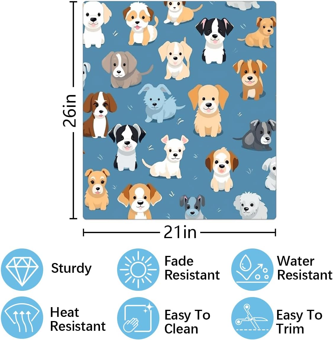 Dishwasher Magnet Cover, Dogs Pattern Magnetic Fridge Panel Decal Washing Machine Panel Cover for Home Kitchen Decor 21 x 26 Inch