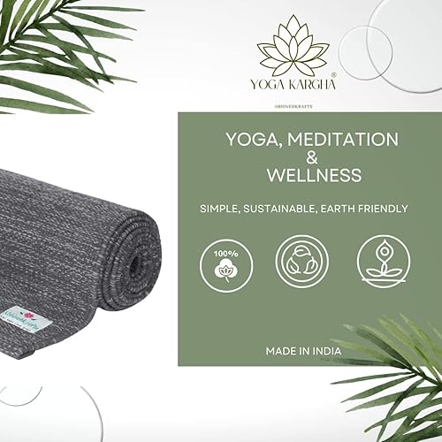 Miniatura 3 de YogaKargha Cotton All Season Handwoven Mat for Yoga, Pilates, Fitness, Prayer, Meditation or Home Decor - With Antiskid Backing for Support on a