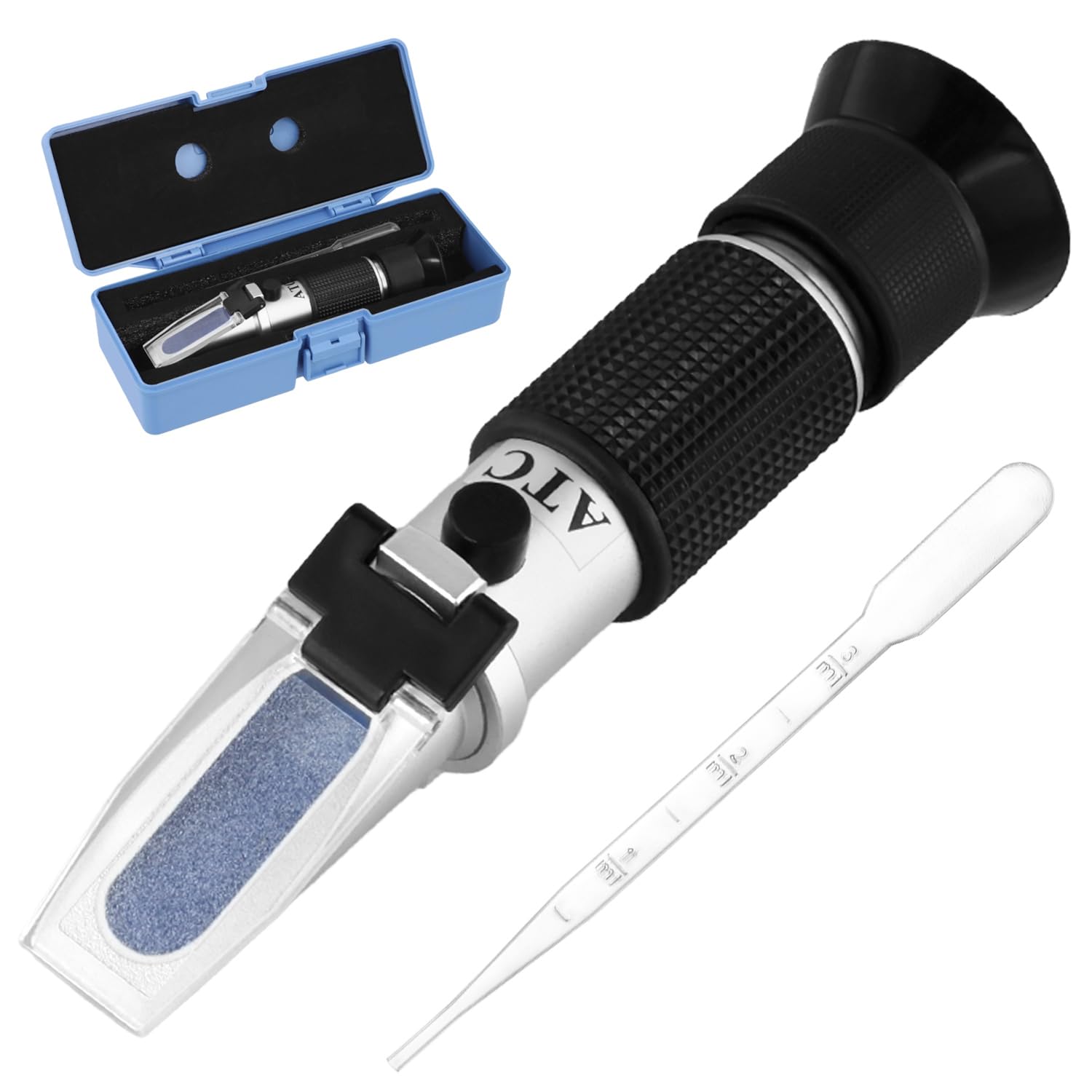 QWORK® Réfractomètre Antigel 4 en 1 avec Compensation Automatique de la température, pour antigel + Liquide de Batterie + AdBlue (DEF) + Liquide Lave-Glace