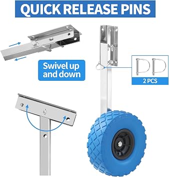 Boat Launching Wheels Boat Transom Launching Wheel Jon Boat Wheels for Inflatable & Aluminum Boats with 2 Pcs Quick Release Pins