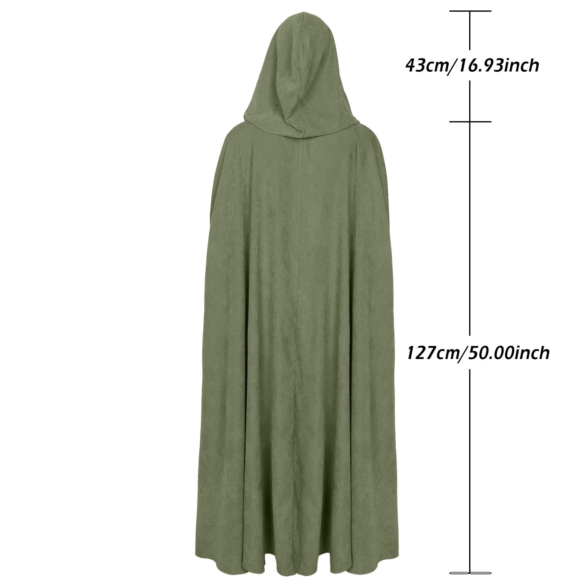 keland Renaissance Umhang mit Kapuze Damen Mittelalterlicher Kapuzenumhang mit Ärmellöchern für Halloween (Armeegrün)
