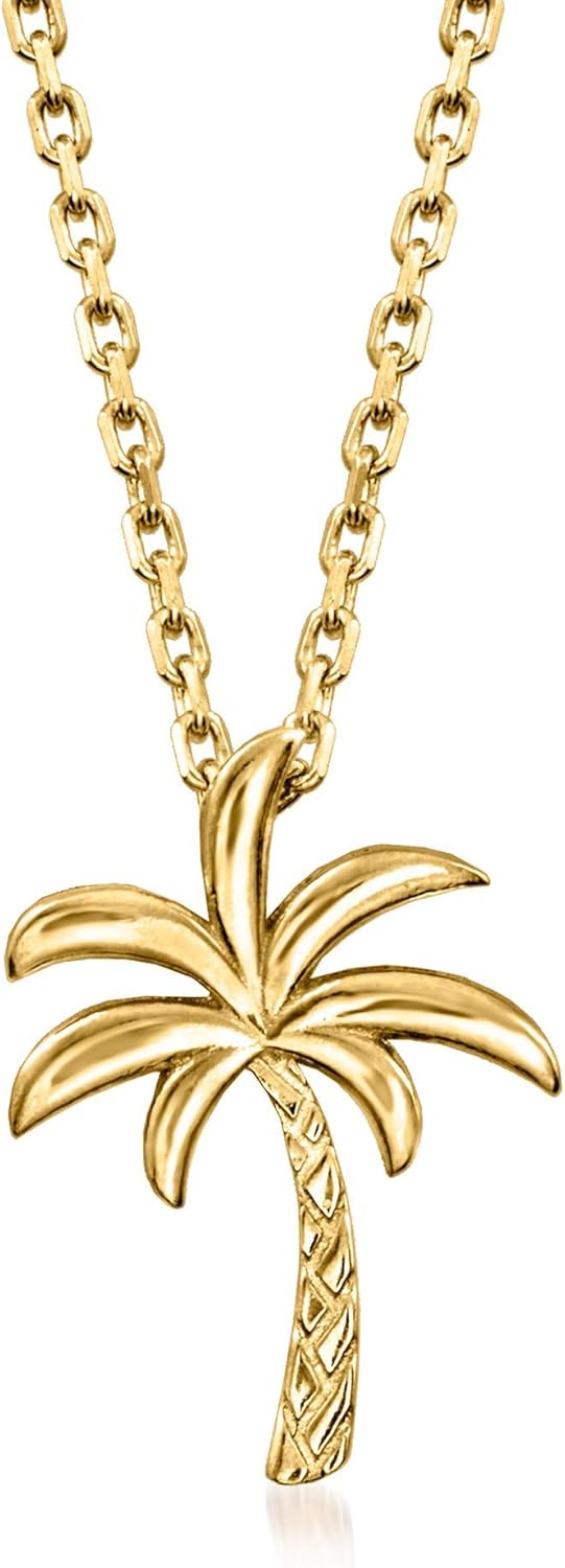 Ross-Simons 18kt Gold Over Sterling Palm Tree Necklace. 18 inches
