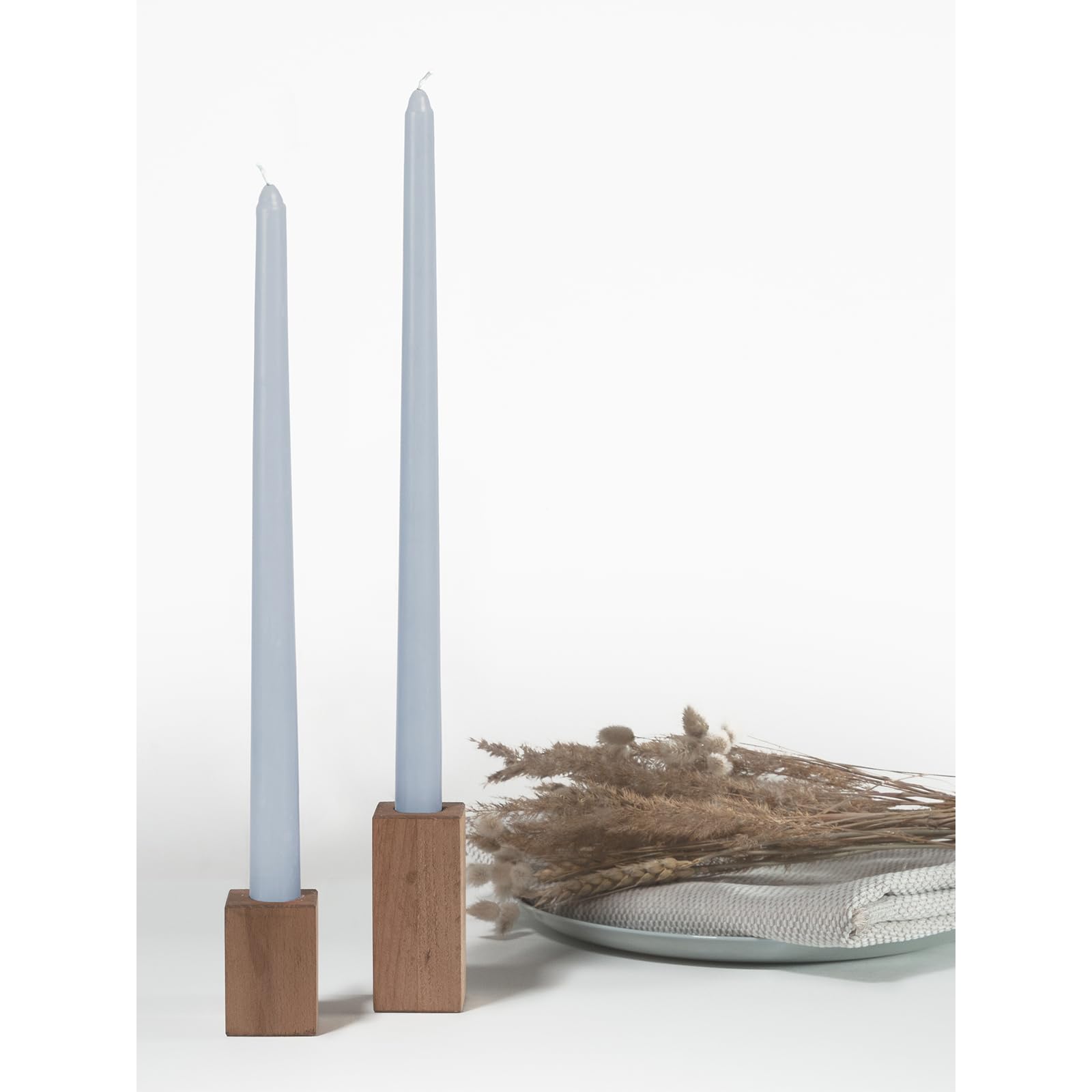Candwax Set di 12 candele affusolate da 25,4 cm, antigoccia e inodore, perfette per cena e casa, grigio chiaro