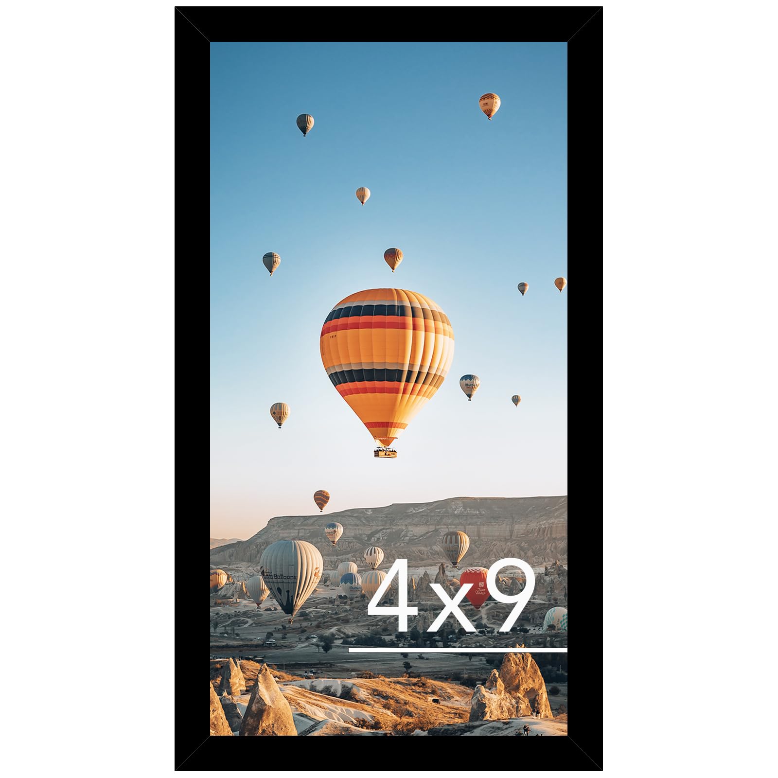 JCJMY 4x9 Picture Frame Black for Wall Hanging or Tabletop, Wall Mounting Horizontally or Vertically, 4 x 9 Wall Gallery Poster Photo Frame with Shatter Resistant Plexiglass, Black